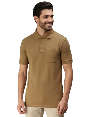 Image of Lux Cozi Men's Polo T-Shirt Regular Fit Half Sleeves with Pocket | Cotton Blend Polo Neck Collar T-Shirt for Men | Casual, Office Comfortable Breathable T-Shirt | Stylish Plain Tee