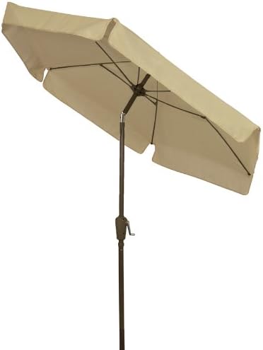 FiberBuilt Umbrellas Garden Umbrella with Push-Button Tilt, 7.5 Foot Beige Canopy and Champagne Bronze Pole