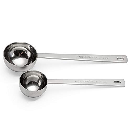 15 ml 30ml Coffee Scoop,Endurance Metal 304 Stainless Steel 1 Tablespoon (15 ml) and 2 Tablespoon (30 ml) Measuring Coffee Scoop Spoon, Set of 2 (Stainless Steel 2)