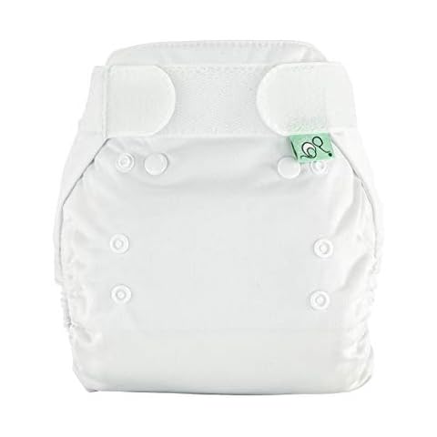 TOTSBOTS Bamboozle Waterproof Nappy Wrap - Reusable Day/Night Nappies from Newborn to Potty Training Nappy Wipes Clean Between Use (White) Cover