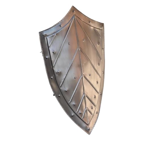 Image of Medieval Knight Steel Shield, Riveted Metal Heater Shield for LARP, Cosplay and Reenactment, Handcrafted Battle Armour