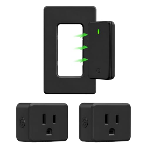 Image of Greencycle Remote Control Outlet 2 Plugs,Black Detachable Wireless Switch