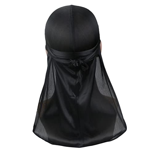 BESTYASH Turbante De Seda De Larga SPA Banda Arco Accesorios Atar para Mujeres Hacer Trapos para Hombres Hacer Trapo Pañuelos Negros para Hombre Envoltura De Cabeza De Black Seda
