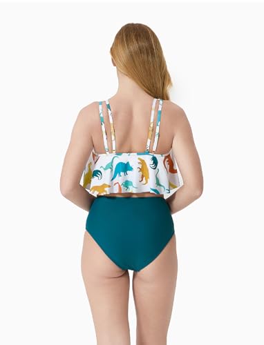 Image of PATPAT Family Matching Swimsuits Two Piece Hawaiian Tropical Beach Bikini and Swim Trunks Set Mommy and Me Bathing Suits