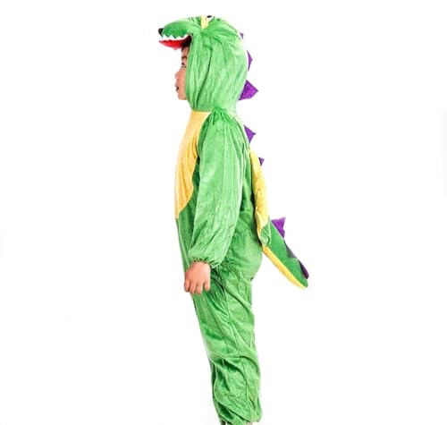 Dinosaur costume green and yellow jumpsuit with purple spikes Halloween costume set role-playing party animal inspired jumpsuit