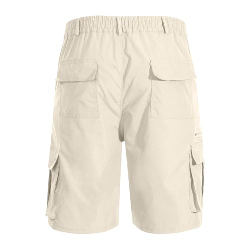 Image of Cargo Shorts for Men,Summer Casual Elastic Waist Big Tall Baggy Shorts Lightweight Hiking Short with Multi Pockets