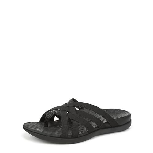 Vionic Tia Thong Sandals Black Stretch 7 M