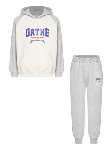 Image of YiZYiF Kids Boys Fleece Lined Sweatshirts Outfit Long Raglan Sleeves Hoodie And Jogger Pants Activewear Set
