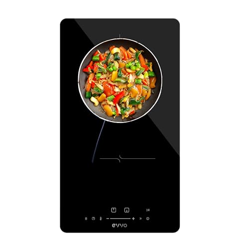 EVVO Placa Inducción 2 Fuegos de cocinado, Potencia máxima 3.500W, Bloqueo Infantil, 9 Niveles de...