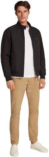 Tommy Hilfiger Herren Windbreaker Jacke Harrington Wasserabweisend, Schwarz (Black), S – Ansicht 4