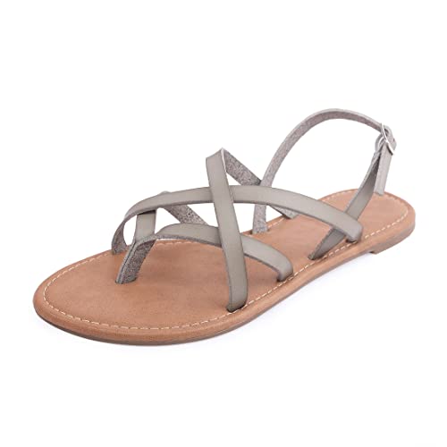 Image of Huayuanwell Women's Gladiator Flat Sandals Fisherman Strappy Sandals Ankle Strap Sandals