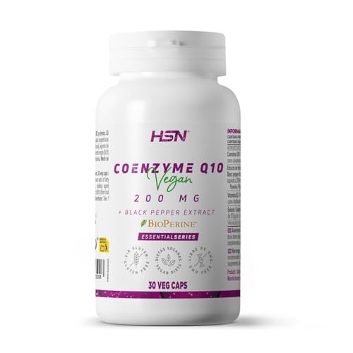 HSN Coenzima Q10 200mg + BioPerine® | 30 Cápsulas Vegetales | Ubiquinona Q10 + Extracto de Pimienta Negra | Máxima Biodisponibilidad y Absorción | No-GMO, Vegano, Sin Gluten