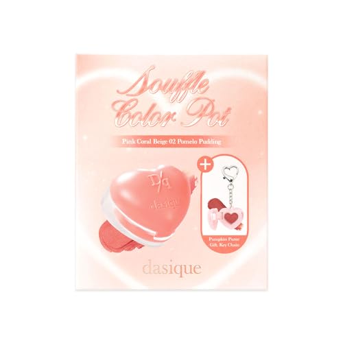 Dasique Souffle Color Pot Special Set #02 Pomelo Pudding - Makeup Blush, Buildable Silky-Smooth Texture, Built-In Mini Brush, Multi-Use For Cheek and Lip