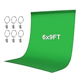Green Screen MOHOO 6x9 ft Green Backdrop Wrinkle-Free with 6 Ring Clips, Portable Thickened...