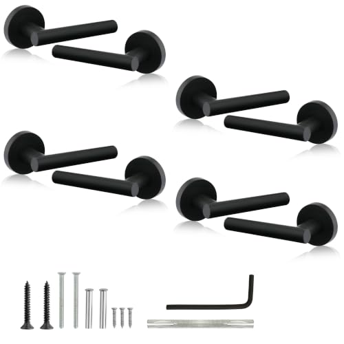 XFORT Liberty Lever on Rose Door Handles Matt Black Internal Door Handles for Wooden Doors Modern Interior Door Handle Set (4 Pairs)