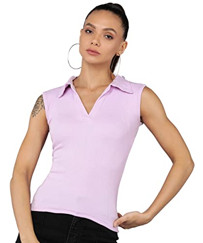 Image of Rock Paper Scissors Womens Collared Neck Crop Tank Top Stylish Tops