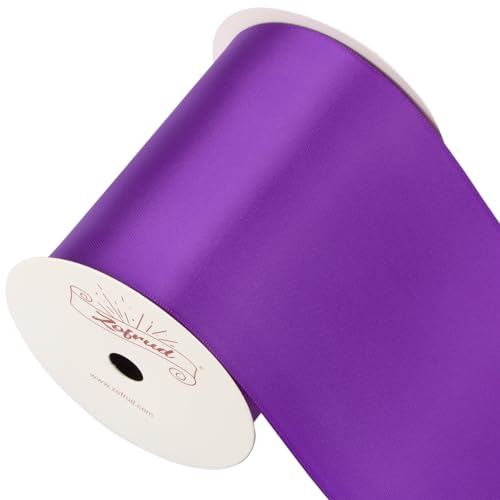 Zofrud Purple Satin Ribbon 100mm x 9 Meters - Large Ribbon Ideal for Bows, Gift Wrapping, Flower Bouquet, and Crafts - Image 4