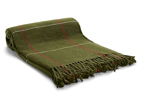 Arus Highlands Collection Tartan Plaid Design Queen Size Throw Blanket Olive 60" X 80" #TOP1