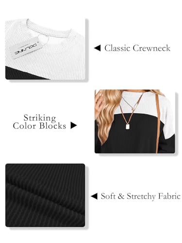 Image of DOLNINE Plus Size Tops for Women Color Block Ribbed Knit Long Sleeve Tunic