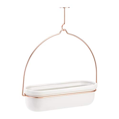 AmazonBasics Hanging Planter, Oval - White/Copper