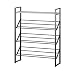 Stojak na buty 4-poziomowy Stojak Na Buty Regulowana Półka Do Przechowywania Butów Metalowy Organizer Na Buty Z Drewnianą Półką Wolnostojąca Półka na buty (Color : Black 80cm/31.4in)