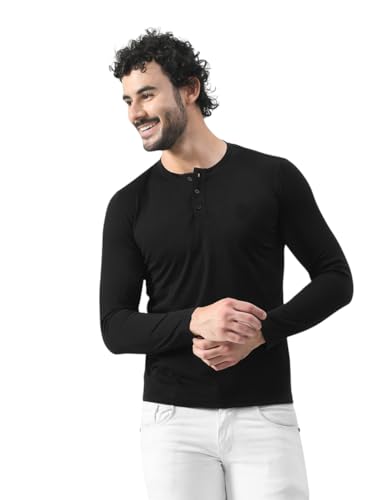 Image of Blisstone Men's Long Sleeve Henley T-Shirt with Button Placket | Soft & Comfortable Casual Wear