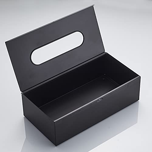 Xd Tissue Box Rectangular Disposable Paper Storage Box Wall Mount Waterproof Desktop Stainless Steel Bathroom Metal Box Bedroom Night Stands Desks And Tables Modern Matte Black Tissues Box Cover #TOP1