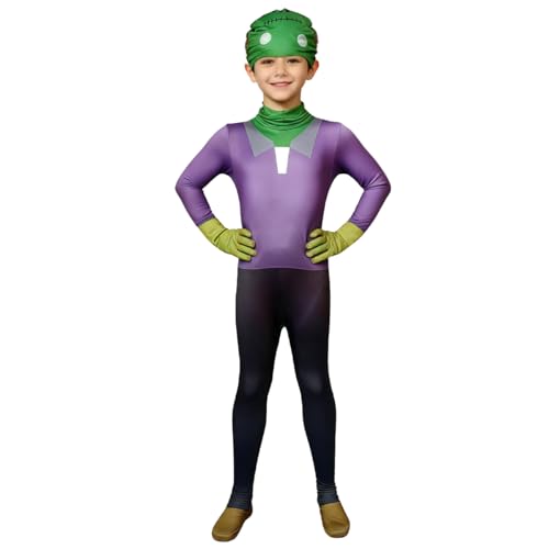 Frankenstein's Monster Costume for Boys - 120cm Halloween Jumpsuit with Mask, Halloween Party Dress Up Outfit for Kids 5-7Years