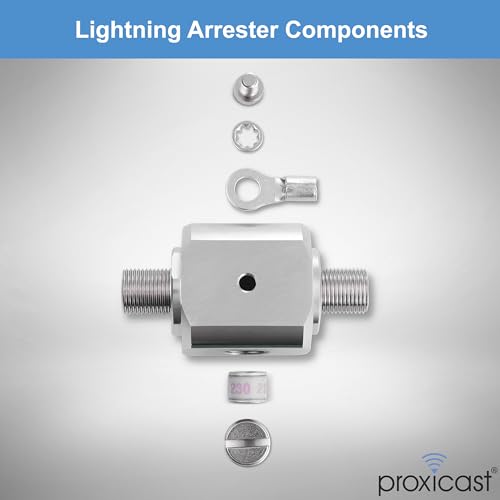 Proxicast Coaxial Lightning Arrester/Suppressor with 75 Ohm F Female Connectors - Pro-Grade Coax Cable Surge Protector for Television (TV) / Satellite Dish Antennas & Cable Internet Use (ANT-271-002)