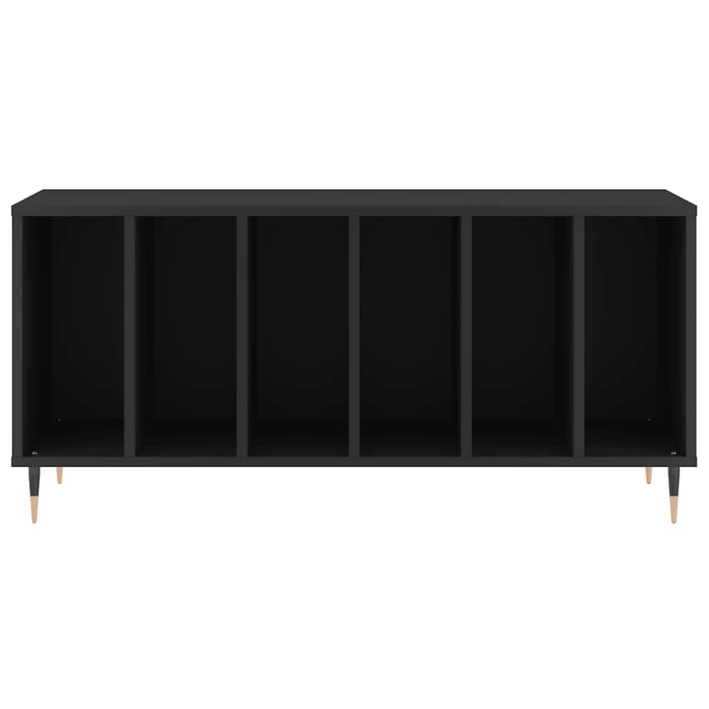 Armadio per dischi in legno, nero, 100 x 38 x 48 cm | Robusto supporto per LP da soggiorno con gambe in ferro resistenti e molto spazio per la tua collezione di dischi in vinile.