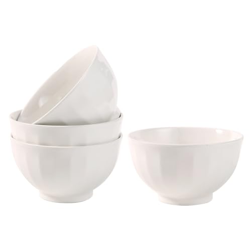 Tanggaogao 4-Piece Deep Ceramic Bowls Set Soup Cereal & Oatmeal Bowl Large Capacity 810ml White for Cereal Noodles Salad Fruit Microwave & Dishwasher Safe Durable & Stylish Tableware