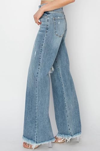 SALT TREE Risen Jeans - Mid Rise Button Down Wide Leg Jeans - RDP5412HD4