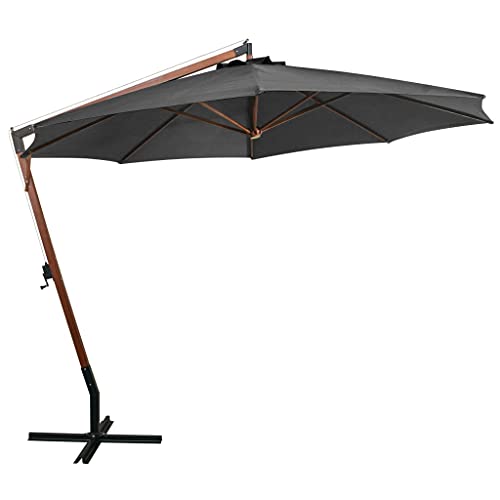 Sombrilla de madera maciza con poliéster impermeable de gran cobertura 3