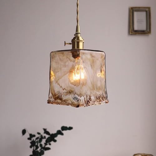 Lampe suspendue rétro luminaire industriel verre épais 1 ampoule