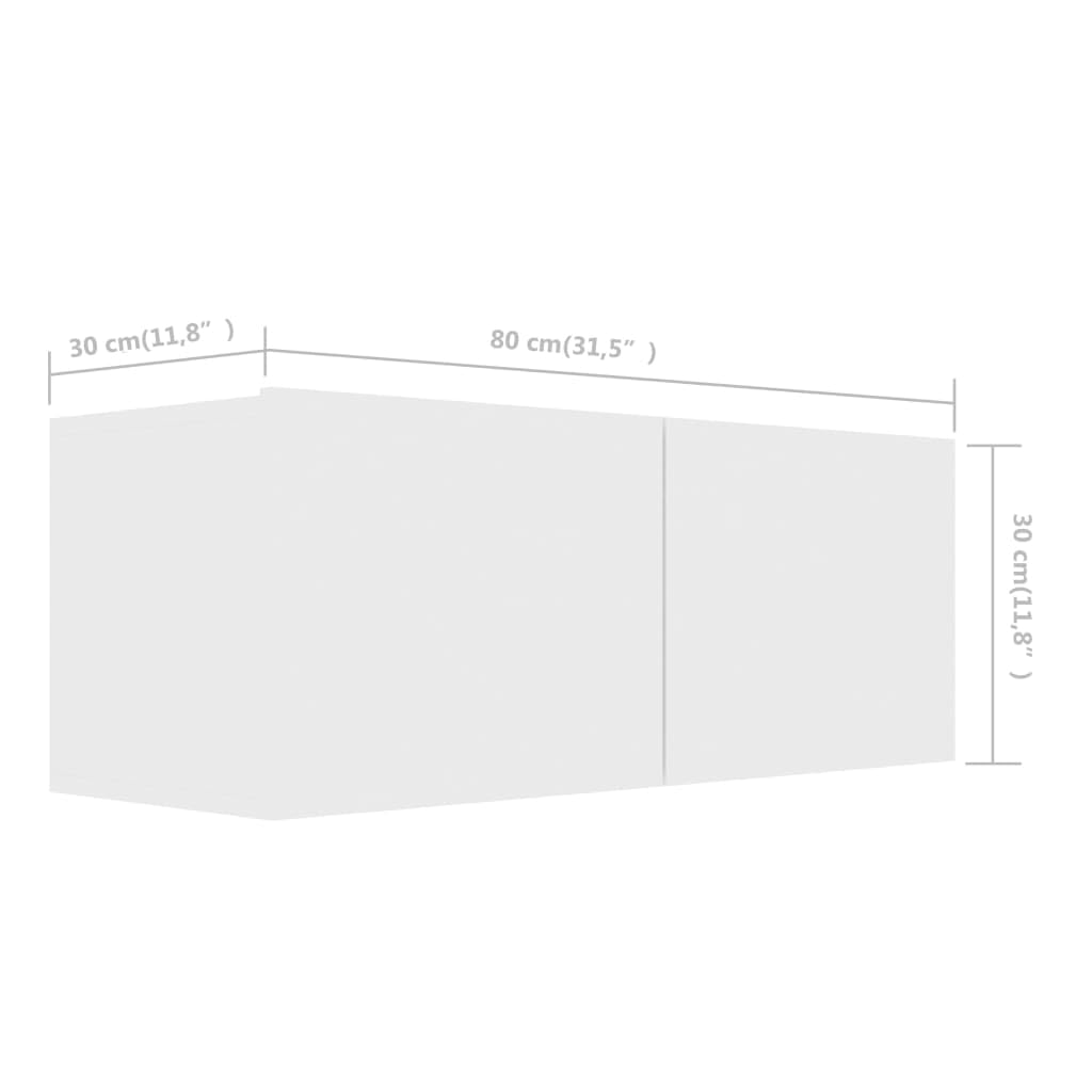 Mueble de TV colgante blanco de madera 4 piezas, 80/100 cm, diseño moderno, mucho espacio de almacenamiento para salón, pasillo, dormitorio