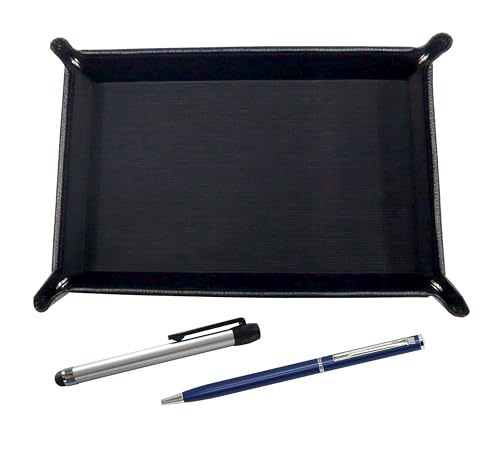 日本製シボ牛革ペントレイ黒 メタルタッチ棒銀とスリム回転式ボールペンセット 青 TRASB-ALST-PD04-L