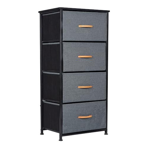 Panana Dresser Storage Tower Bedroom Cabinet Stand with Removable Fabric Drawers Bins for Closet - Steel Frame, Wood Top Organizer for Bedroom, Entryway, Closet, (4 Drawer)