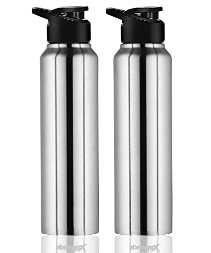 Image of appeasy Stainless Steel Sports Sipper /Modern Stylish Fliptop Leak & Spill Proof Drinking Water Bottle for Outdoor Travel, Yoga, Hiking, Cycling & Camping, 1000 ml (Silver) (2)