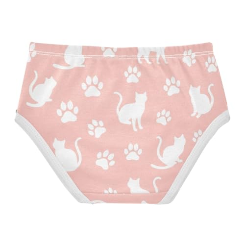 Cat Paw Prints Pastel Underwear for Girls, Toddler Girl Briefs, Cotton Underwear Girls, 2–8 Years2