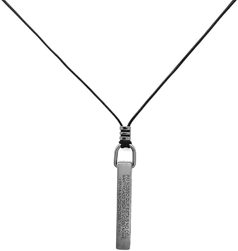 Colar Cordão Masculino Regulável com Pingente Pai Nosso em Inox Gospel