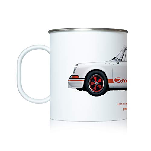 Coffee Mug Illustrated with 1973 911 Carrera RS (White), from GarageProject101