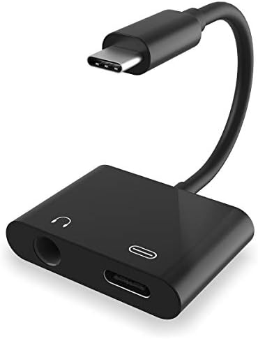 USB C to 3.5mm Audio Adapter 2 in 1 USB Type C Male to 3.5mm Female Stereo Earphone Converter Dongle and Charging Adapter Compatible with Google Pixel 3/3 XL/2/2 XL and More Black