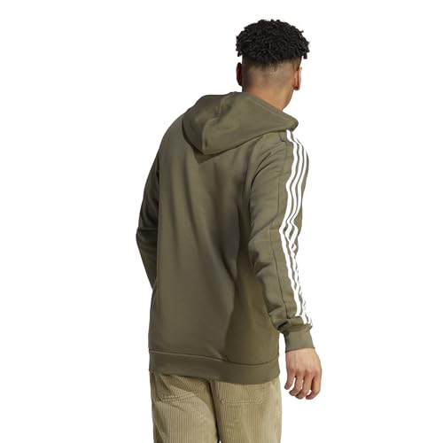 Image of adidas Essentials Men's Fleece 3-Stripes Full-Zip Hoodie Top with Hood