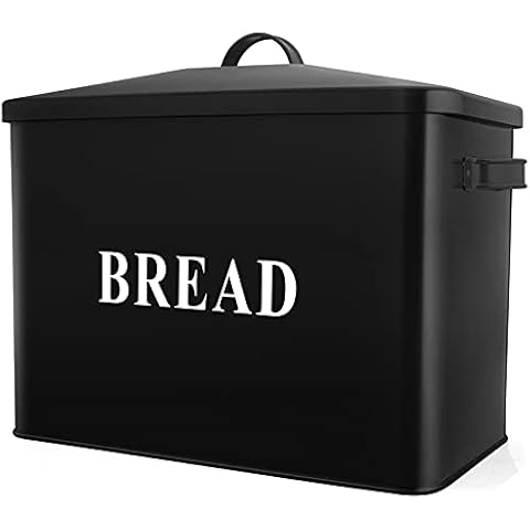 P&P CHEF Extra Large Black Bread Box with Lid Cover