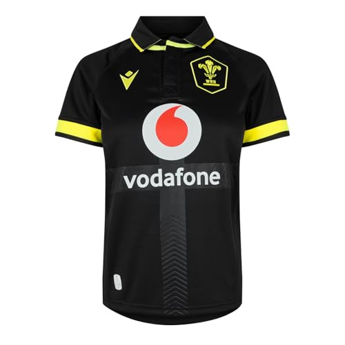 Image of Macron Womens Wales Rugby Alternative Shirt 2023 Black/Yellow 10