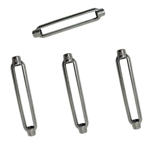 Cuerpo de tensor de acero inoxidable grado marino 1/4" x 2.72 pulg, capacidad 450 lbs, 4 piezas miniatura 1