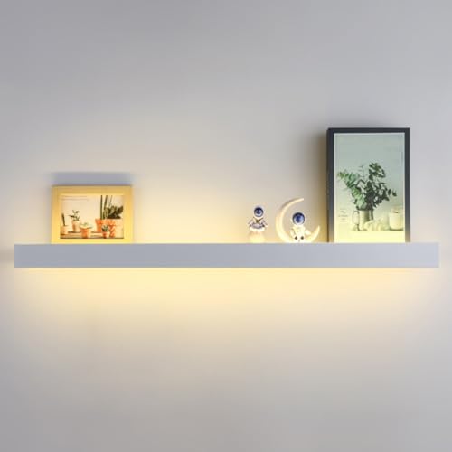 Étagère murale flottante en métal avec étagère de rangement lumineuse LED pour salon