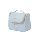 Large Capacity Travel Cosmetic Bag 9.1*3.9*7.5 inch Waterproof PU Leather Handbag Portable Makeup Bag Deep Toiletry Bag for Women Girl Makeup Organizer College Shower Caddies with Zipper