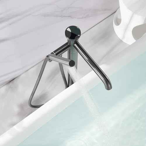 Robinet de bain sur pied gris 2 modes mitigeur colonne