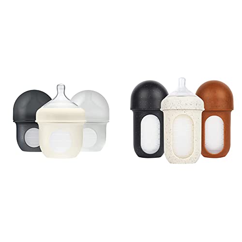Image of Boon NURSH Reusable Silicone Baby Bottles with Collapsible Silicone Pouch Design Bundle — Everyday Baby Essentials